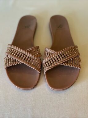 Vince Camuto Erindra Braided Slide Sandals with Gold Stud Detail in Blush